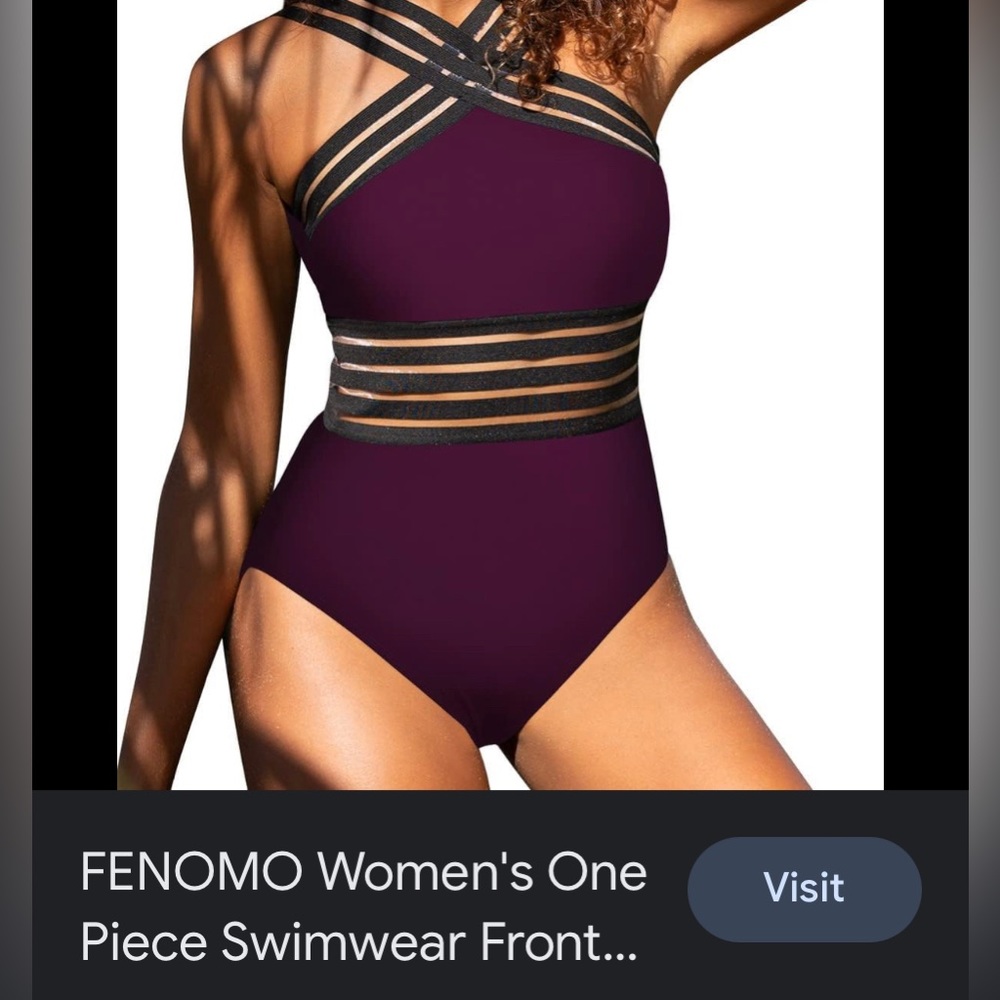 FENOMO Women's One Piece Swimwear Front Crossover Hollow Bathing Suits Monokinis